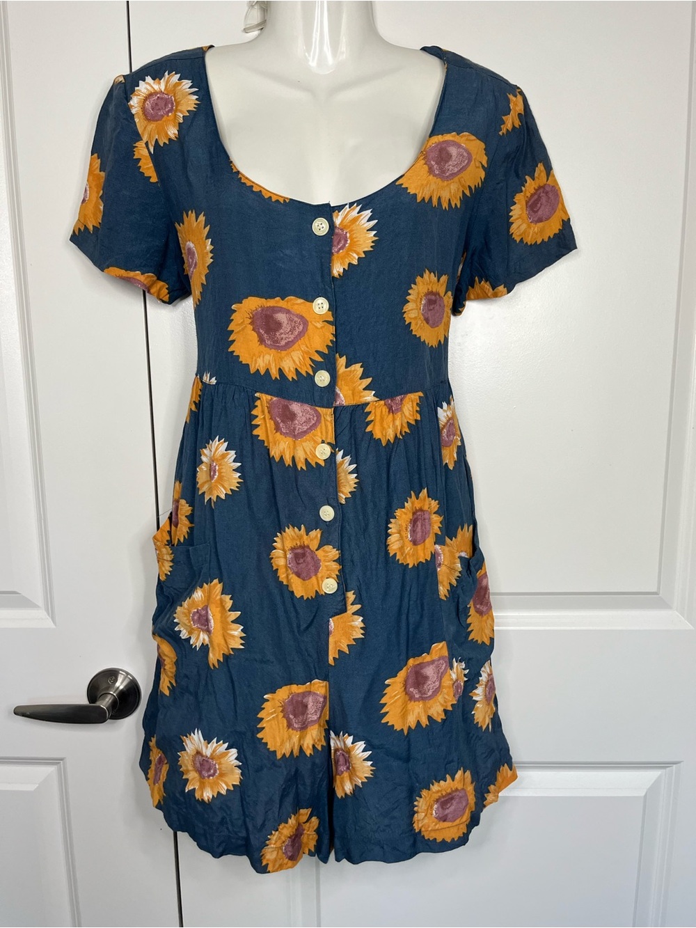Jonathan Martin Vintage Romper Tie Back Sunflower Print Size 9/10 Cottagecore